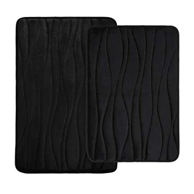 Afbeelding van Homaxy Badmatset, 2 delig, traagschuim, absorberend, antislip, wasbaar, delig (40 x 60 cm + 50 76 cm, zwart)