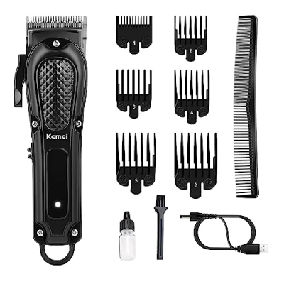 Afbeelding van KEMEI Tondeuse voor mannen, draadloze professionele kappersschaar haar knippen en baardtrimmer, verzorgingsset, oplaadbare tondeuse, cadeau mannen