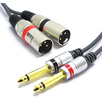 Afbeelding van VITALCO 2x XLR stekker op 6,3 mm TS jack kabel 1,5 m microfoonkabel 3 polig mannelijk naar mono audio adapter