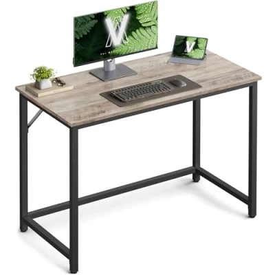 Afbeelding van VASAGLE bureau, klein computerbureau, bureau voor werkkamer, slaapkamer, 50 x 100 76 cm, industrieel ontwerp, metalen frame, grijs zwart LWD041B02