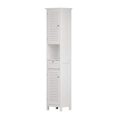 Afbeelding van Vicco Badkamerkast Riad, Wit/Wit, 32 x 170 cm met deuren, lade en open vak