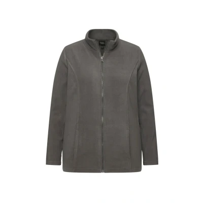 Afbeelding van Ulla Popken Dames grote maten plus size fleece jas, bouwkastsysteem, binnenjas, opstaande kraag, grafietgrijs, 58 60