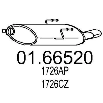 Afbeelding van MTS 01.66520 Einddemper 615mm PEUGEOT: 406 Coupe 2.0 16V 1997 2004