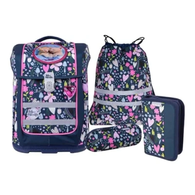 Afbeelding van McNeill Schooltas Ergo Compacto Schoolbag Set 5 delig In The Garden Donkerblauw