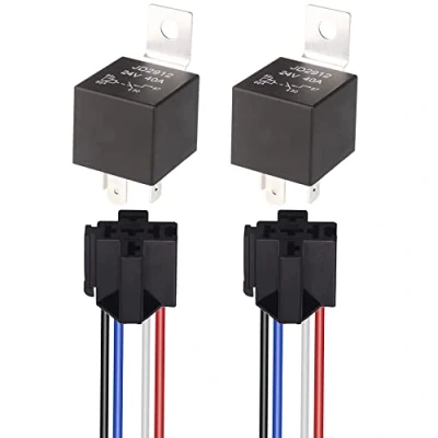 Afbeelding van Gebildet 2pcs JD2912 Autorelais met 12AWG Harnas 24V 40A 4 pins SPST Harnasaansluitingen Kleurlabels voor Automotive Vrachtwagenbusje Motorboot