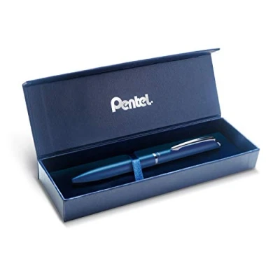 Afbeelding van Pentel BL2007 EnerGel rollerbalpen, hoogwaardig, intrekbaar, punt 0,7 mm, behuizing van metaal, mat, nachtblauw, geschenkdoos