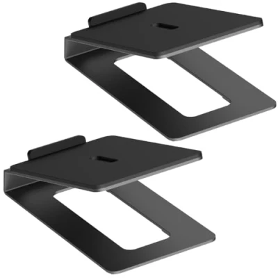 Afbeelding van my wall luidsprekerstandaard voor tafelbladen, HS33 1L, 2 met anti trillingsmat, 16 hellingshoek, belastbaar tot 10 kg, boxstandaard pc boxen of studio monitoren