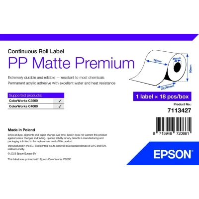 Afbeelding van Epson 7113427, Wit, Zelfklevend printerlabel, Doorlopend etiket, Rol,