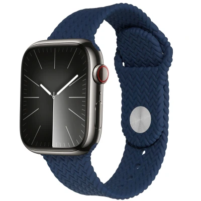 Afbeelding van Apple Watch bandje Siliconen en TPU (zacht) Donkerblauw Geschikt voor Series1/2/3/4/5/6/7/8/9/10/SE (38/40/41 mm) Series 10 (42