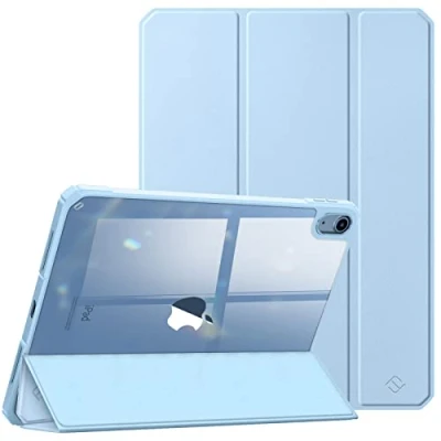 Afbeelding van Fintie Hybride hoes voor iPad 10e generatie 2022, 10.9 ultradunne beschermhoes met transparante achterkant automatische slaap waak, hemelsblauw