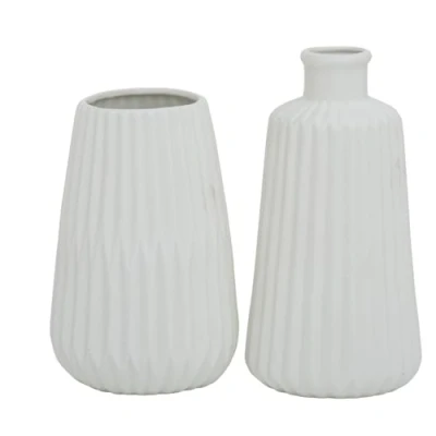 Afbeelding van Boltze vazen, set (2 stuks), wit, hoogte van 17 cm.