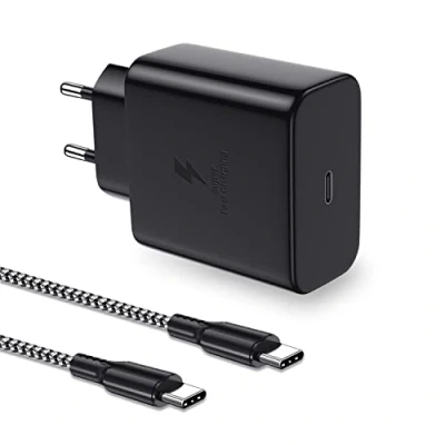 Afbeelding van Glosole 45 W USB C oplader, snellader met type naar nylon oplaadkabel, 2 m, compatibel Samsung Galaxy S22+/S22 Ultra/S21 Ultra/Note10+/S23+/S23 Ultra