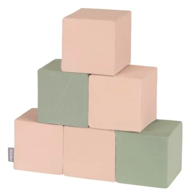Afbeelding van KiddyMoon Schuimkubussen Voor Baby Zachte Blokken 6 Stuks Schuim Speelgoed Montessori Met En Veel Plezier Kinderen, Gemaakt in de EU, Blokken: Salie Beige