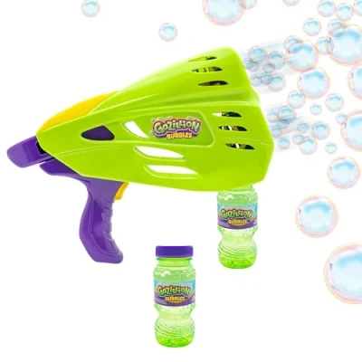 Afbeelding van Gazillion Double bubble Blaster 2 in 1, handheld &amp; vrijstaand, bellenblaasmachine voor kinderen, feesten, feesten en buitenshuis, plus feestmodus, kleurveranderende LED verlichting, speelgoed