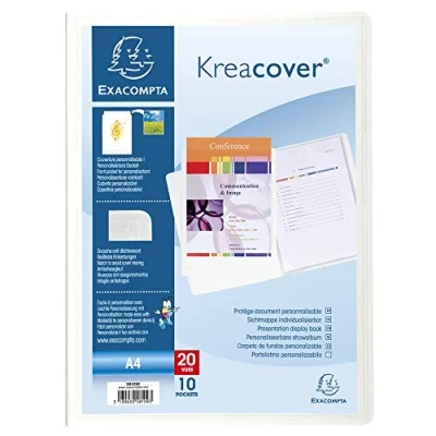 Afbeelding van Exacompta 58109E Kreacover map (van stevig PP 800µ, met 10 hoezen, DIN A4, 21 x 29,7 cm) 1 stuk wit