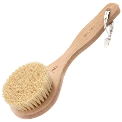 Afbeelding van Hydrea London Dry Body Brush Premium exfoliërende droge huid borstel cactus varkenshaar, veganistische cellulitis verwijderaar, lichaamsscrubber voor lymfedrainage, FSC®