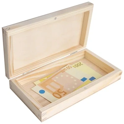 Afbeelding van Creative Deco Potlodendoosje Spaarpot Houten Doosje met Deksel 18 x 10 3,5 cm Opbergdoosje, Onbehandeld Grenenhout Perfect als Sieradendoosje Cadeaudoosje Geld Enveloppe