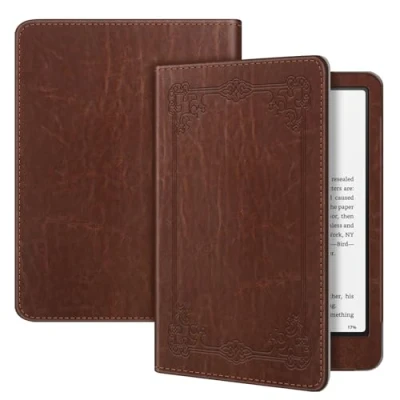 Afbeelding van FINTIE beschermhoes voor Kindle Paperwhite 2024 (12e generatie) en Colorsoft Signature Edition (1e Lichtgewicht met automatische wak /slaapfunctie, bruin