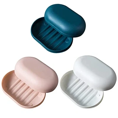 Afbeelding van 3 stuks zeepbakjes, reis zeepbakje, lekvrij, draagbare zeepbakje van kunststof, voor douche, reizen, badkamer