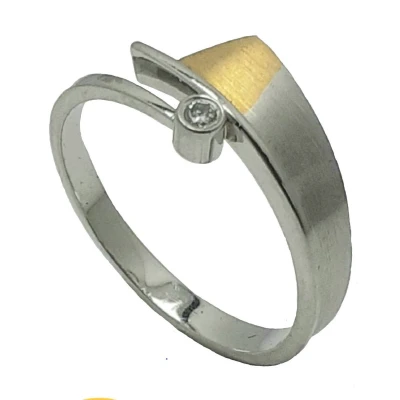 Afbeelding van Ring platina geel goud maat 17 briljant Verlinden juwelier