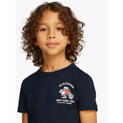 Afbeelding van Tommy Hilfiger FLAG FUN TEE Unisex Tshirt print voor kinderen, Maat: 74, Dark night navy