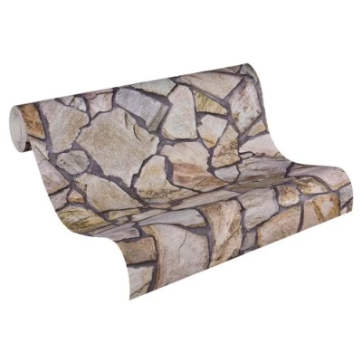 Afbeelding van Leen Bakker A.S. CrÃ ation Behang Steen , Beige En 53cm X 10,05 M AS Vinyl Création