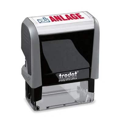 Afbeelding van Trodat Office Printy 4912 zelfkleurende tekststempel, tekstinstallatie, afdrukkleur blauw rood, 47 x 18 mm
