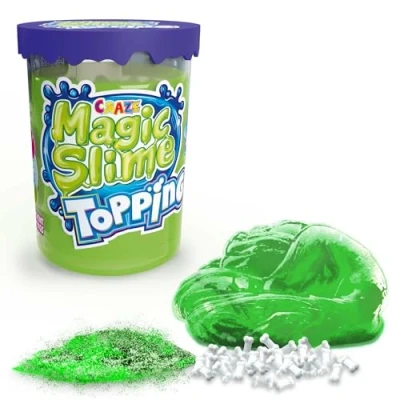 Afbeelding van CRAZE Magic Slime Topping, doos met slijm voor kinderen, bevat 70 ml en twee toppings, slijmkleuren willekeurige toppings