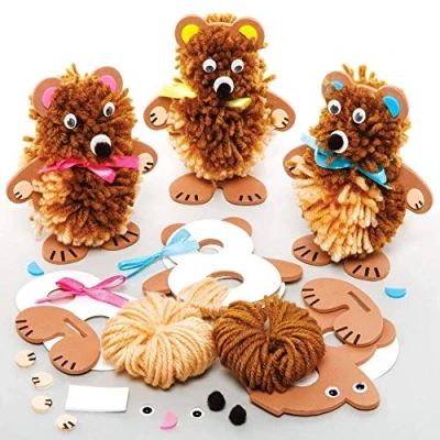 Afbeelding van Baker Ross FE362 Teddy Beer Pom Knutsel Set Pak van 3, Knutselen voor Kinderen Maak Je Eigen Pluizige Vriend.