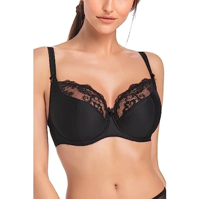 Afbeelding van Teyli Multiway Beha met beugel voor dames, volledige cups, bloemenkant, zwart, 65H