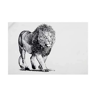 Afbeelding van Maxwell &amp; Williams Marini Ferlazzo Theedoek met Leeuw, 100% Katoenen Keukendoek, Wit, 50 x 70 Centimeter