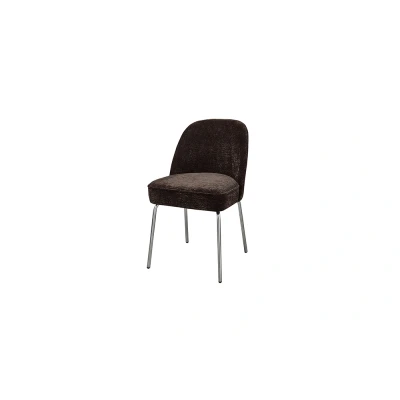 Afbeelding van BePureHome Vogue eetkamerstoel chenille donkerbruin chrome poot Stof