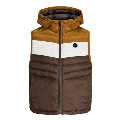 Afbeelding van JACK&amp;JONES JJESPRINT Bodywarmer Herenvest, Mulch/Detail: monks Robe/Moonbeam Blocking, L, badjas/Moonbeam L