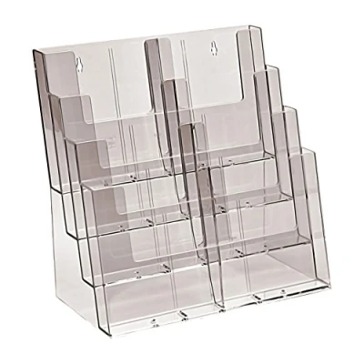 Afbeelding van Taymar 4C330 Veelzijdige transparante kunststof folderstandaard. Geschikt voor A4/A5/DL folders, flyers, literatuur en brochures. Desktop of wandmontage