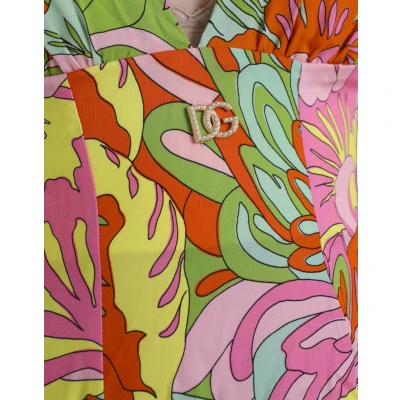 Afbeelding van Floral Print Silk Mini Dress A line Sleeveless Wo Multicolor