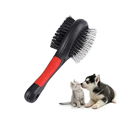 Afbeelding van Vachtborstel, kattenborstel, hondenborstel, twee functionele borstelzijden, huisdierborstel met draadstiften, borstelharen voor klitten, knopen en ondervacht, kort tot lang haar (M)