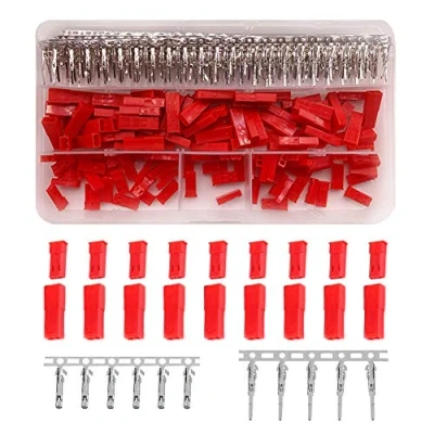 Afbeelding van YIXISI 70 Sets 420 Stuks JST SYP 2 Pins Rode Vrouwelijke Mannelijke Stekker Behuizingsset, Krimpklem Connector Set, en Stekkerbehuizing