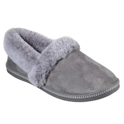 Afbeelding van Skechers Cozy Campfire Team Toasty platte pantoffels voor dames, Charcoal Microvezel Suède Faux Fur Line, 39.5 EU