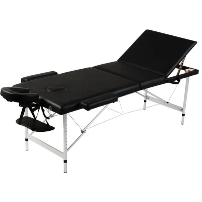 Afbeelding van vidaXL Inklapbare massagetafel 3 zones met aluminium frame (zwart)