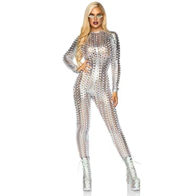 Afbeelding van Laser cut metallic catsuit