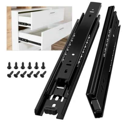 Afbeelding van AOLISHENG 1 paar metalen stalen lade kogellager lopers glijbanen 250 mm, 3 vouwen volledige verlenging, zijmontage, zware 45 kg laadvermogen