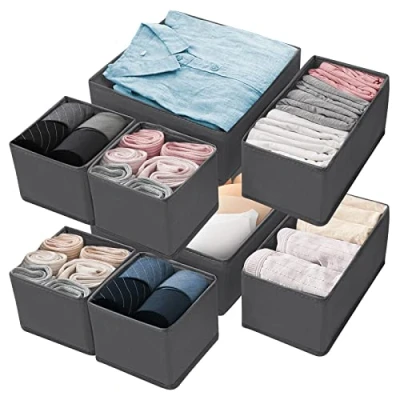 Afbeelding van Withosent Opbergsysteem kledingkast set van 8, lade organizer, opvouwbare opbergdoos stoffen opbergdoos, ondergoed organizer lade, kastladeverdeler voor kleding, beha&#039;s, sokken, stropdassen