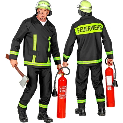 Afbeelding van Widmann Kostuum brandweerman, zwart, M