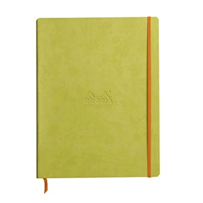 Afbeelding van Rhodia Rhodiarama 117706C Notitieboek, met zacht deksel in DIN A4 formaat, 220 x 297 mm, 80 vellen, microgeperforeerd, gelinieerd, elastiek, bladwijzers, rekbare binnenzak, anijsgroen