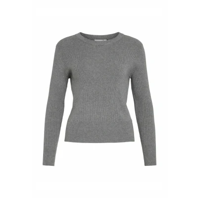 Afbeelding van VILA Vicomfy Oneck Trui, Dames, Maat: Large, Medium grey melange