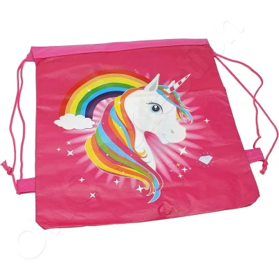 Afbeelding van Unicorn eenhoorn rainbow regenboog rugtas tas rugzak gymtas kinderrugzak 35cm x 28cm Donker roze