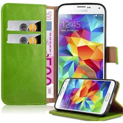 Afbeelding van Cadorabo Hoesje geschikt voor Samsung Galaxy S5 / NEO in GRAS GROEN Beschermhoes met magnetische sluiting, standfunctie en kaartvakje Book Case Cover Etui