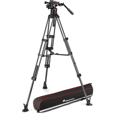 Afbeelding van Manfrotto MVK612TWINMC Nitrotech 612 Fluid videokop voor video opnames met dubbel buisstatief van carbon middenspin DSLR&#039;s, spiegelloze, en cinema camerasystemen, 12 kg draagvermogen