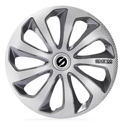 Afbeelding van Sparco 4 Delige Wieldoppenset Sicilia 15 inch zilver/grijs/carbon