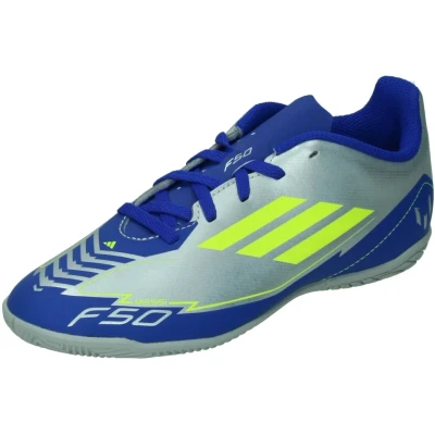 Afbeelding van adidas Performance F50 Club Messi Junior zaalvoetbalschoenen zilver metallic/kobaltblauw/geel